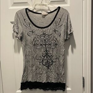 Angels & Diamonds Charcoal and Ebony Short Sleeve Y2K Tee
